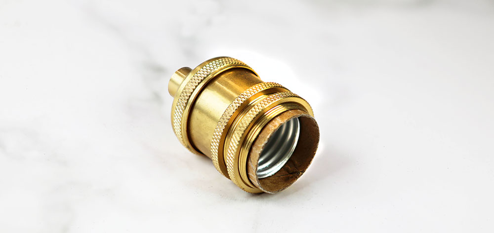 Douille Vautrin en laiton culot E27 style Edison filetée avec double bague